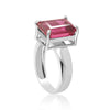 Emerald Cut Ruby Ring 5.50 Ct. 925 Sterling Silver Eternity Band Gift for Her