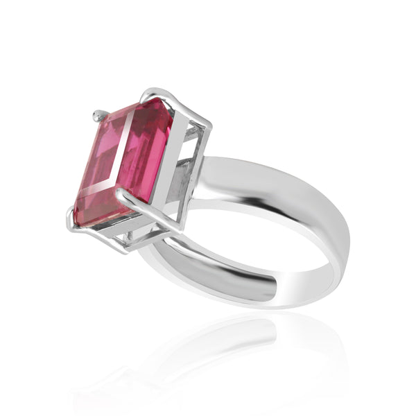 Emerald Cut Ruby Ring 5.50 Ct. 925 Sterling Silver Eternity Band Gift for Her