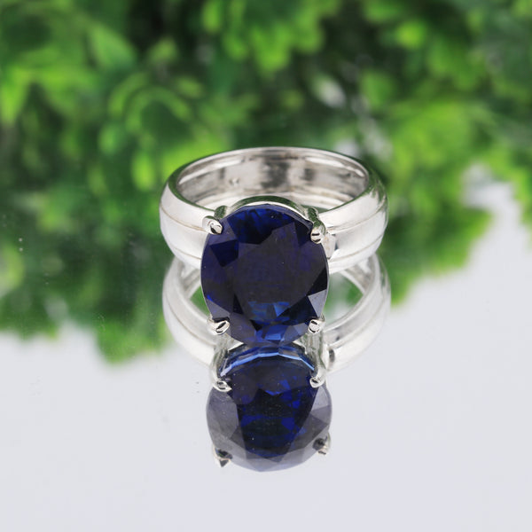 2.50 Ct. Sapphire Round Solitaire Ring 925 Sterling Silver Wedding Fine Jewelry