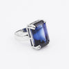 EGL Certified Sapphire Emerald Cut 4.55 Ct. Gemstone Ring 925 Sterling Silver Wo