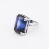 EGL Certified Sapphire Emerald Cut 4.55 Ct. Gemstone Ring 925 Sterling Silver Wo