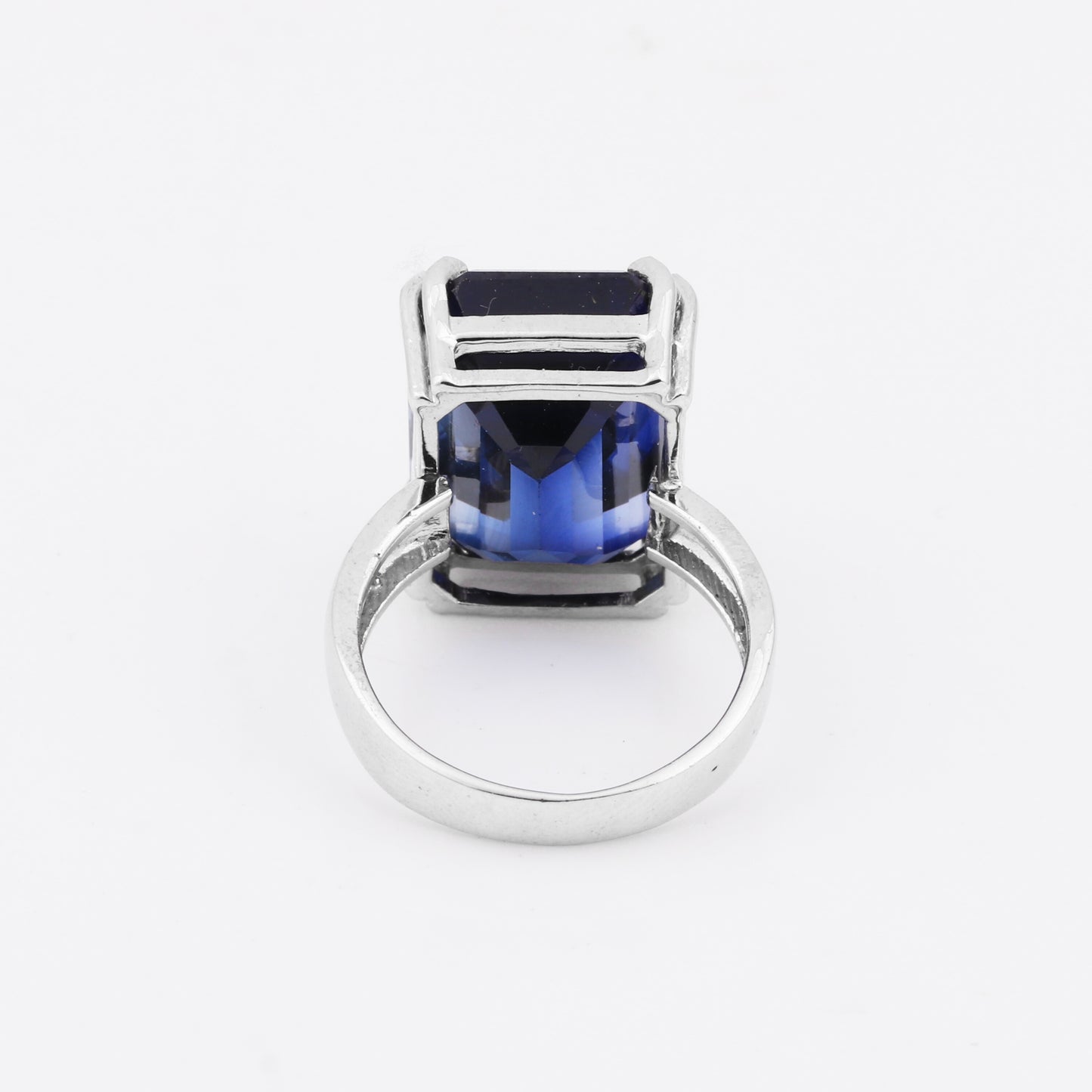 EGL Certified Sapphire Emerald Cut 4.55 Ct. Gemstone Ring 925 Sterling Silver Wo