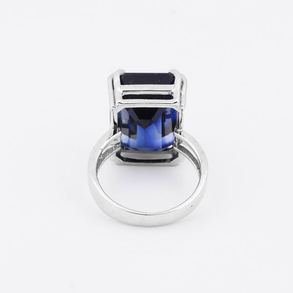 EGL Certified Sapphire Emerald Cut 4.55 Ct. Gemstone Ring 925 Sterling Silver Wo