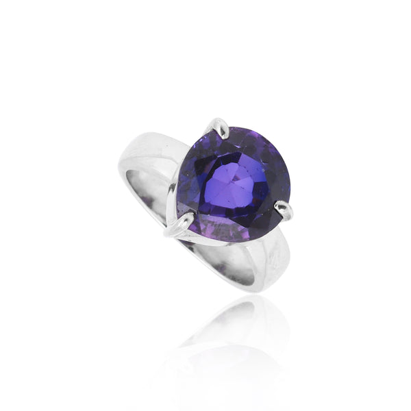 Purple Amethyst Solitaire Ring 3.65 Ct. Round Cut 925 Sterling Silver Stackable