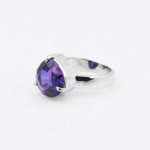 Purple Amethyst Solitaire Ring 3.65 Ct. Round Cut 925 Sterling Silver Stackable