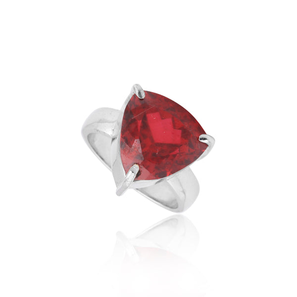 Trillion Cut Ruby Ring 2.00 Ct. 925 Sterling Silver Eternity Band Gift for Her