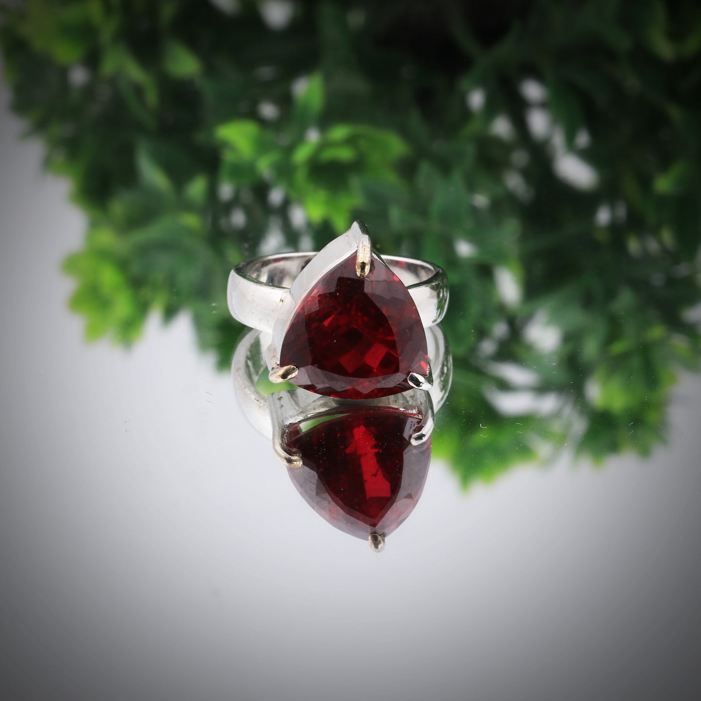 Trillion Cut Ruby Ring 2.00 Ct. 925 Sterling Silver Eternity Band Gift for Her