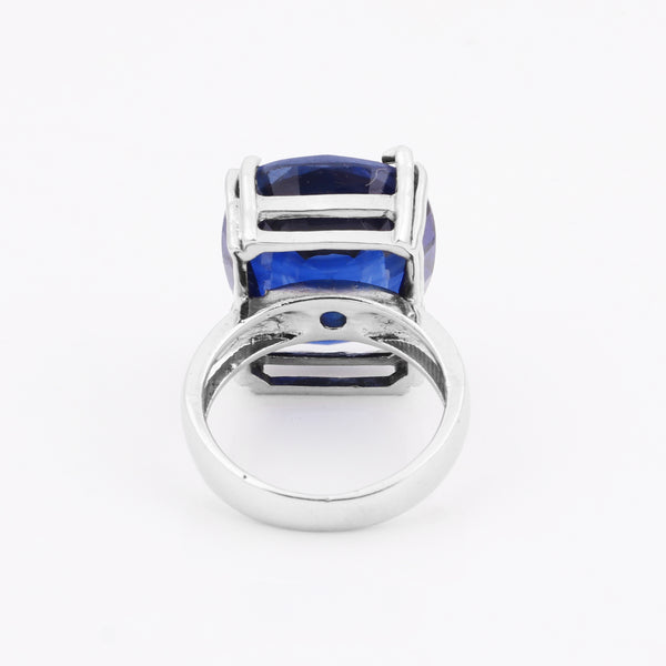 Sapphire Gemstone Ring 4.80 Ct. Cushion Cut 925 Sterling Silver Wedding Gift Her