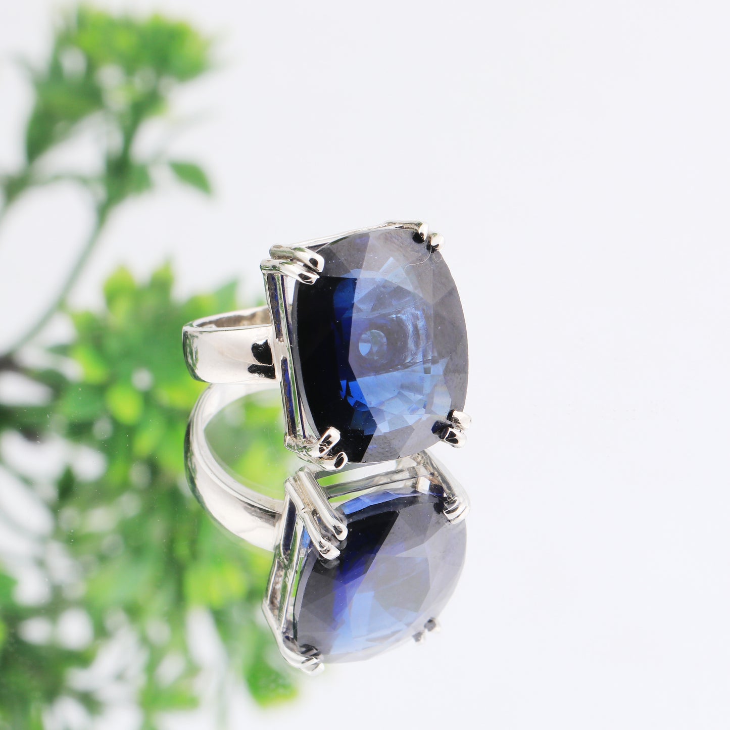 Sapphire Gemstone Ring 4.80 Ct. Cushion Cut 925 Sterling Silver Wedding Gift Her