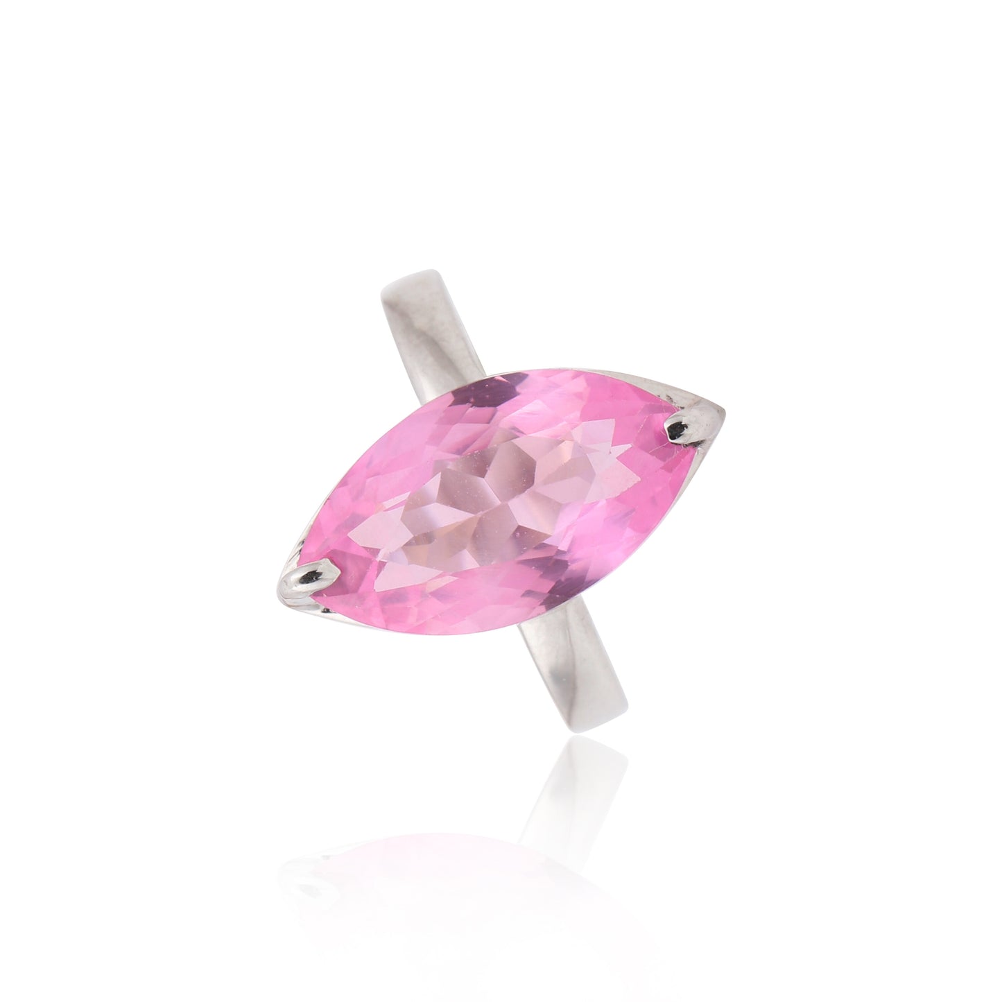 Pink Kunzite Marquise Ring 3.00 Ct. 925 Sterling Silver Stackable Eternity Band