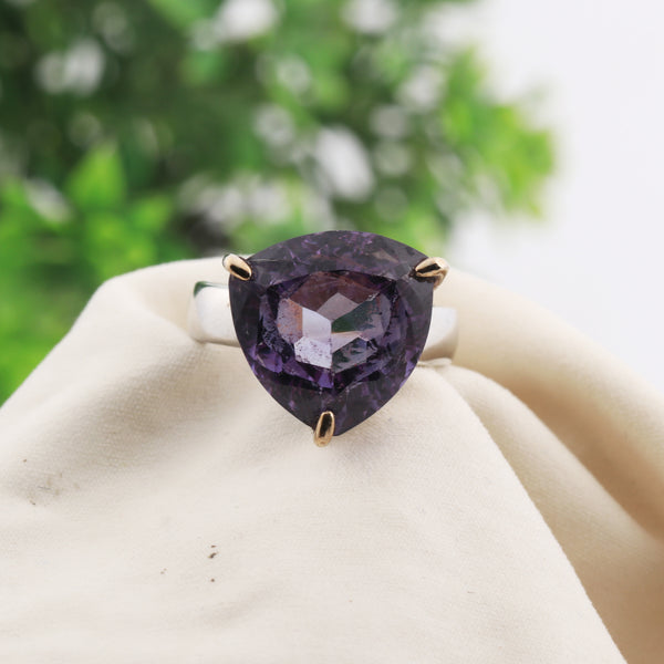 Amethyst Trillion Cut Ring 2.50 Ct. 925 Sterling Silver Gift for Her Women
