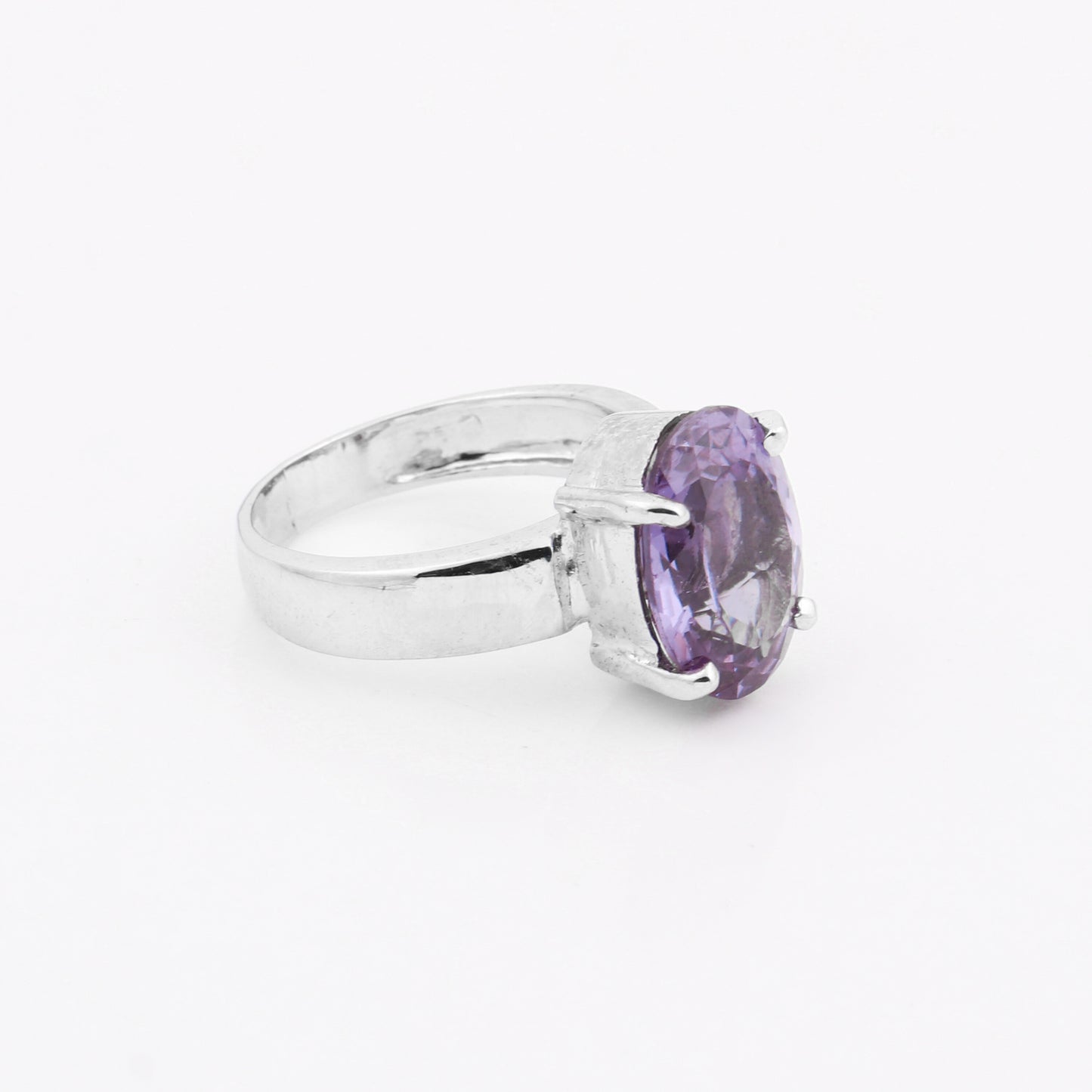 3.00 Ct. Purple Amethyst Ring Oval Cut 925 Sterling Silver Eternity Band Fine Gi