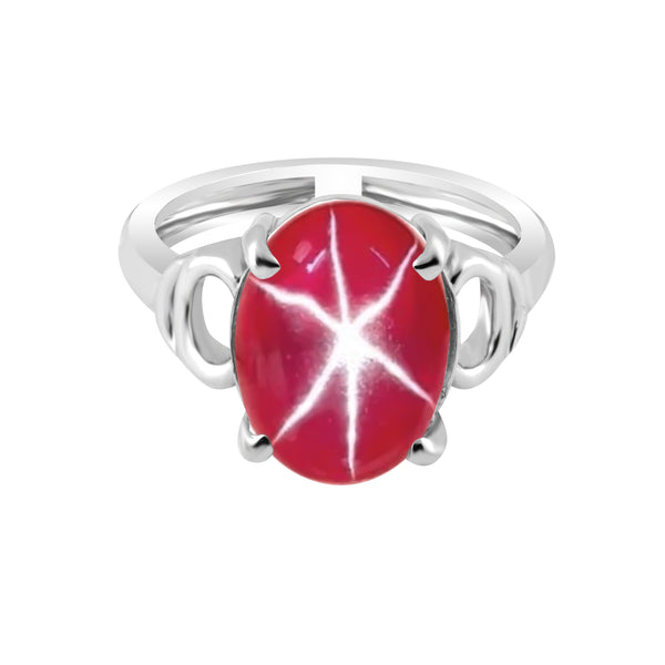 EGL Certified 4.50 Ct. Ruby Oval Cabochon Cut Ring 925 Sterling Silver Women Fin