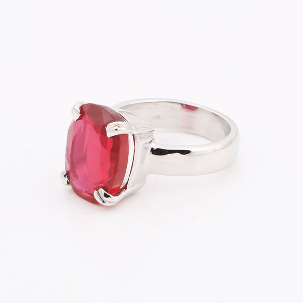 Ruby Oval Solitaire Gemstone Ring 2.65 Ct. 925 Sterling Silver Women Gift Her