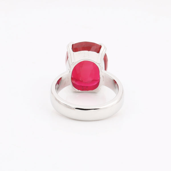 Ruby Oval Solitaire Gemstone Ring 2.65 Ct. 925 Sterling Silver Women Gift Her