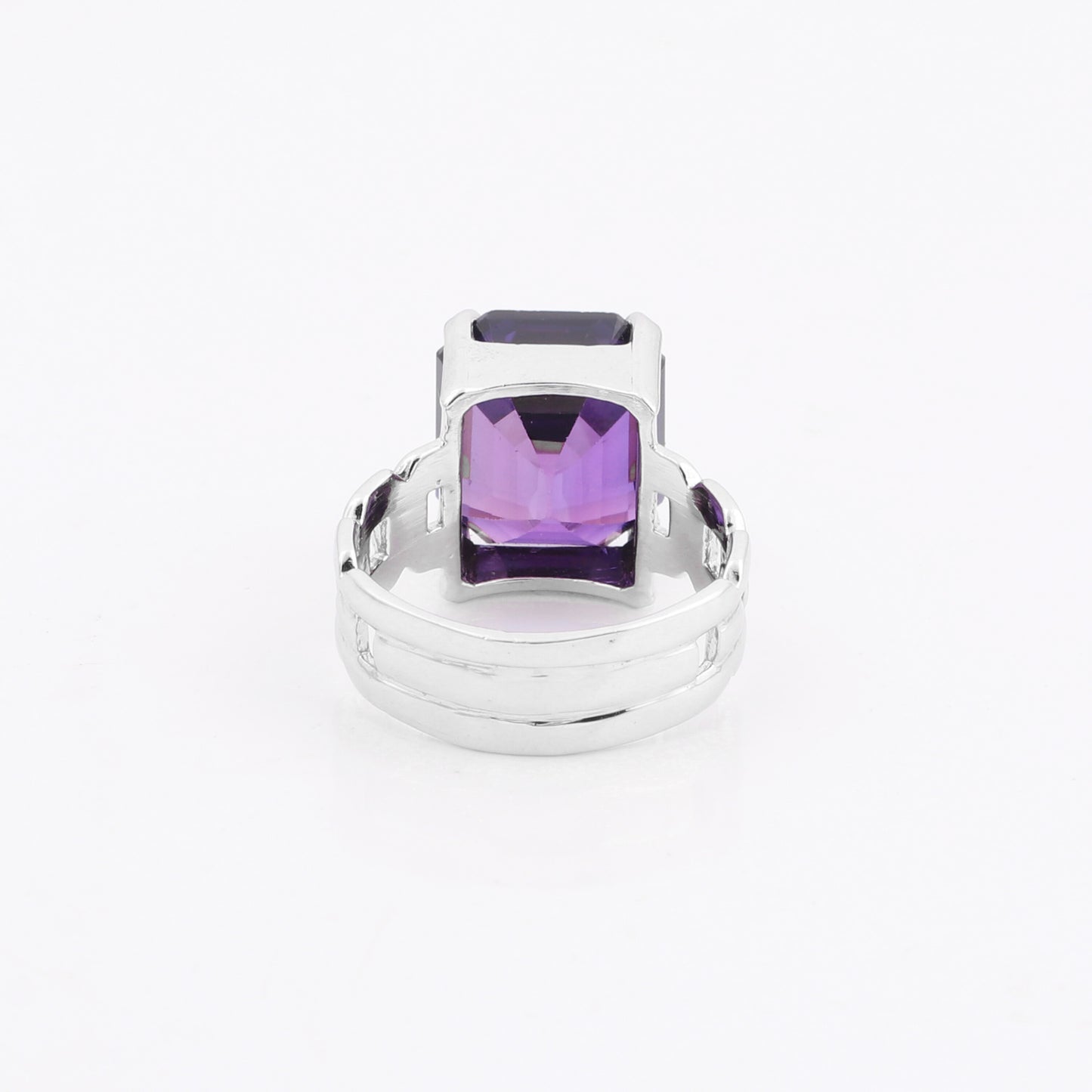 Purple Amethyst Emerald Cut Solitaire Ring 3.65 Ct. 925 Sterling Silver Gift for