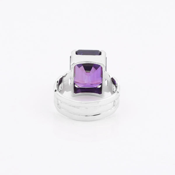 Purple Amethyst Emerald Cut Solitaire Ring 3.65 Ct. 925 Sterling Silver Gift for
