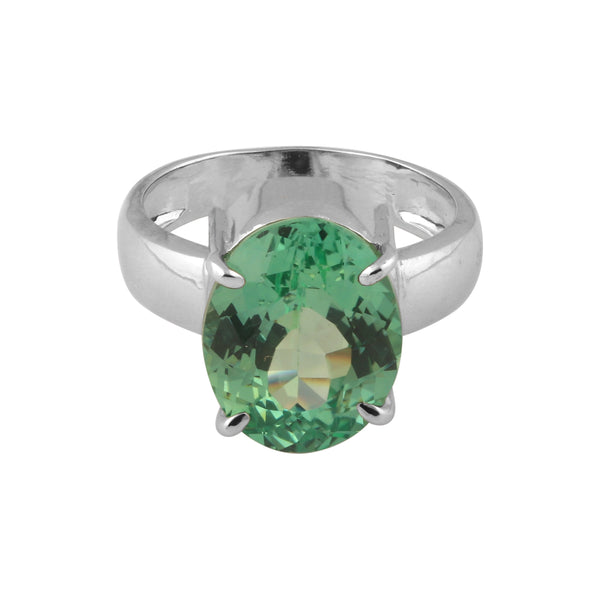 Green Amethyst Oval Ring 7.00 Ct. 925 Sterling Silver Stackable Eternity Band Gi