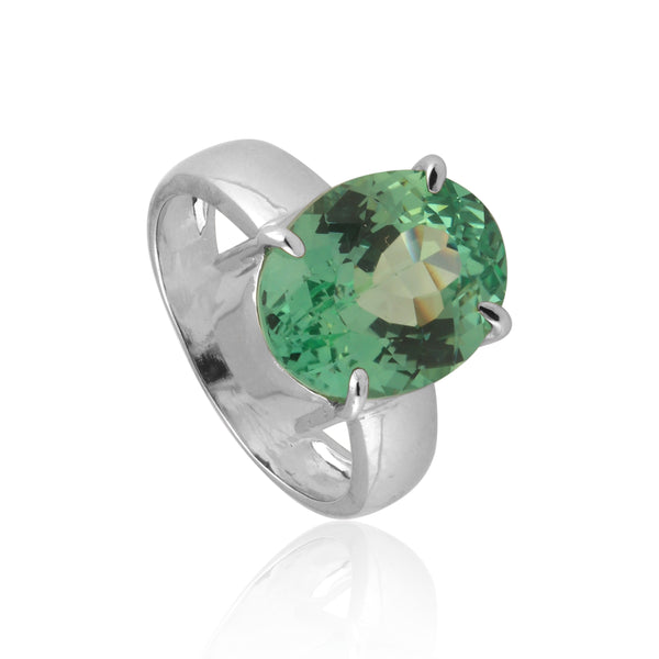 Green Amethyst Oval Ring 7.00 Ct. 925 Sterling Silver Stackable Eternity Band Gi