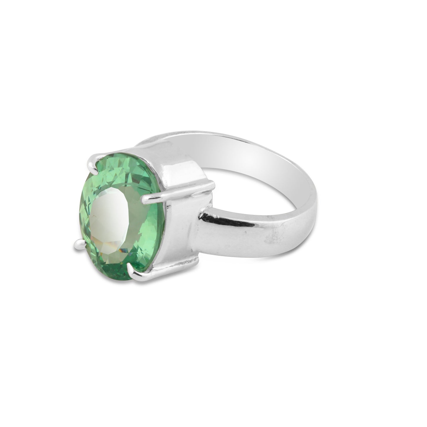 Green Amethyst Oval Ring 7.00 Ct. 925 Sterling Silver Stackable Eternity Band Gi