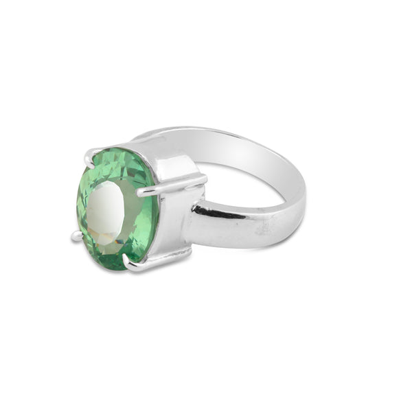 Green Amethyst Oval Ring 7.00 Ct. 925 Sterling Silver Stackable Eternity Band Gi