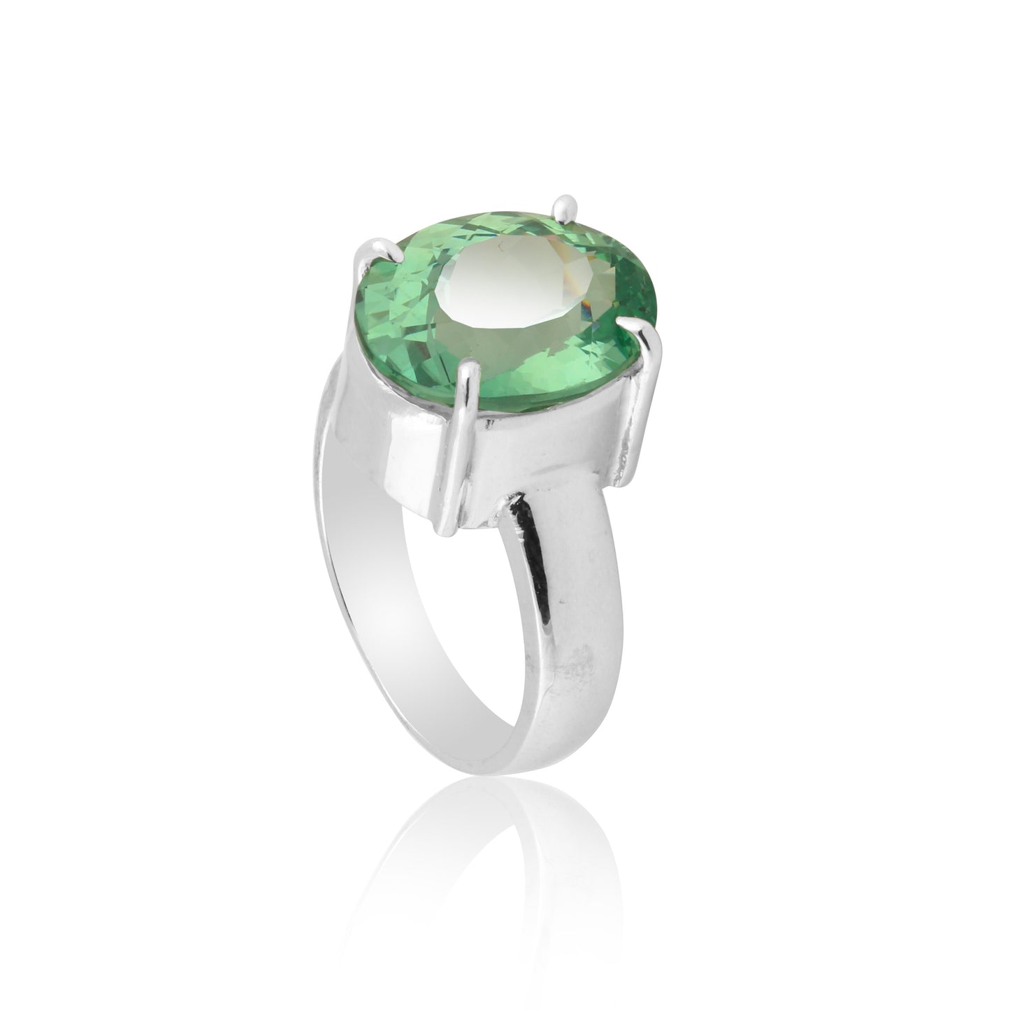Green Amethyst Oval Ring 7.00 Ct. 925 Sterling Silver Stackable Eternity Band Gi