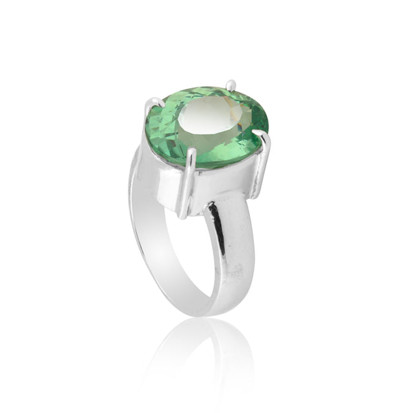 Green Amethyst Oval Ring 7.00 Ct. 925 Sterling Silver Stackable Eternity Band Gi