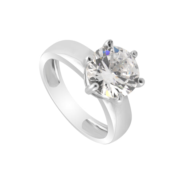 Moissanite Round Solitaire Ring 3.00 Ct. 925 Sterling Silver Engagement Fine Jew