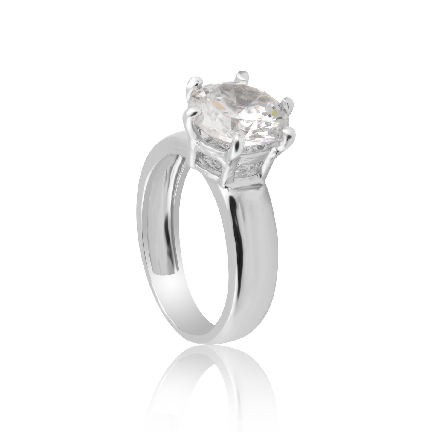 Moissanite Round Solitaire Ring 3.00 Ct. 925 Sterling Silver Engagement Fine Jew