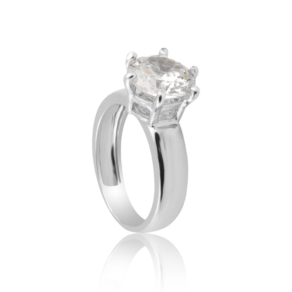 Moissanite Round Solitaire Ring 3.00 Ct. 925 Sterling Silver Engagement Fine Jew