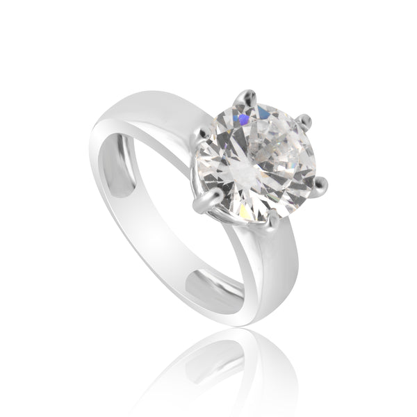 Moissanite Round Solitaire Ring 3.00 Ct. 925 Sterling Silver Engagement Fine Jew