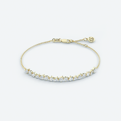 2.25CT Multi Cut 14K Yellow Gold Lab-Grown Certified Diamond Tennis Bracelet