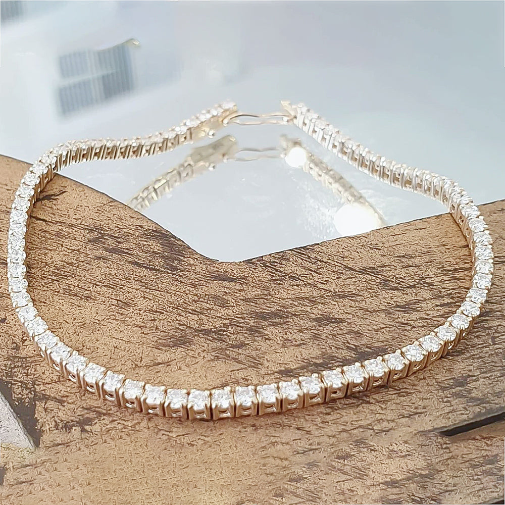 5.00Ct Certified Natural GH/VS Diamond Tennis Bracelet 14k Gold Birthday Gift