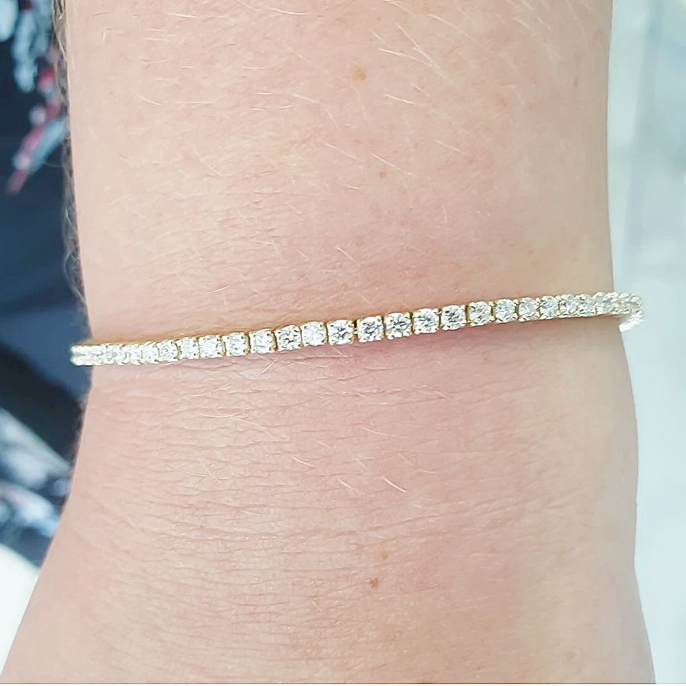 5.00Ct Certified Natural GH/VS Diamond Tennis Bracelet 14k Gold Birthday Gift