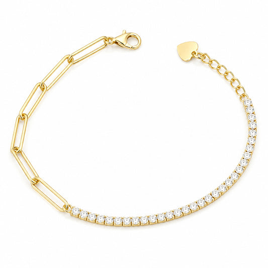 Women 1.50Ct Round Natural GH/SI Diamond Chain Tennis Bracelet 14k Yellow Gold