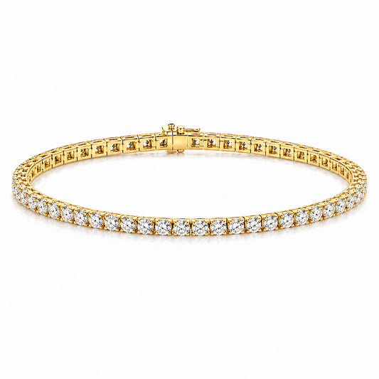 3.50Ct Round GH/VS Certified Natural Diamond Tennis Her Bracelet 14k Yellow Gold