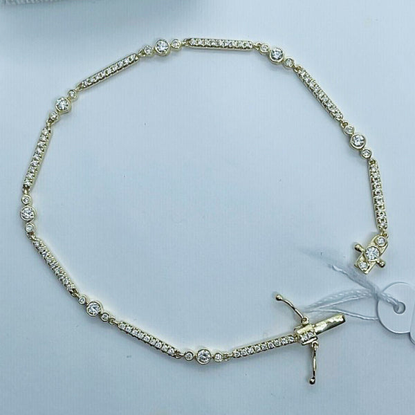 2Ct Round Cut Natural Diamond GH/SI Tennis Women's Bracelet 14k Yellow Gold