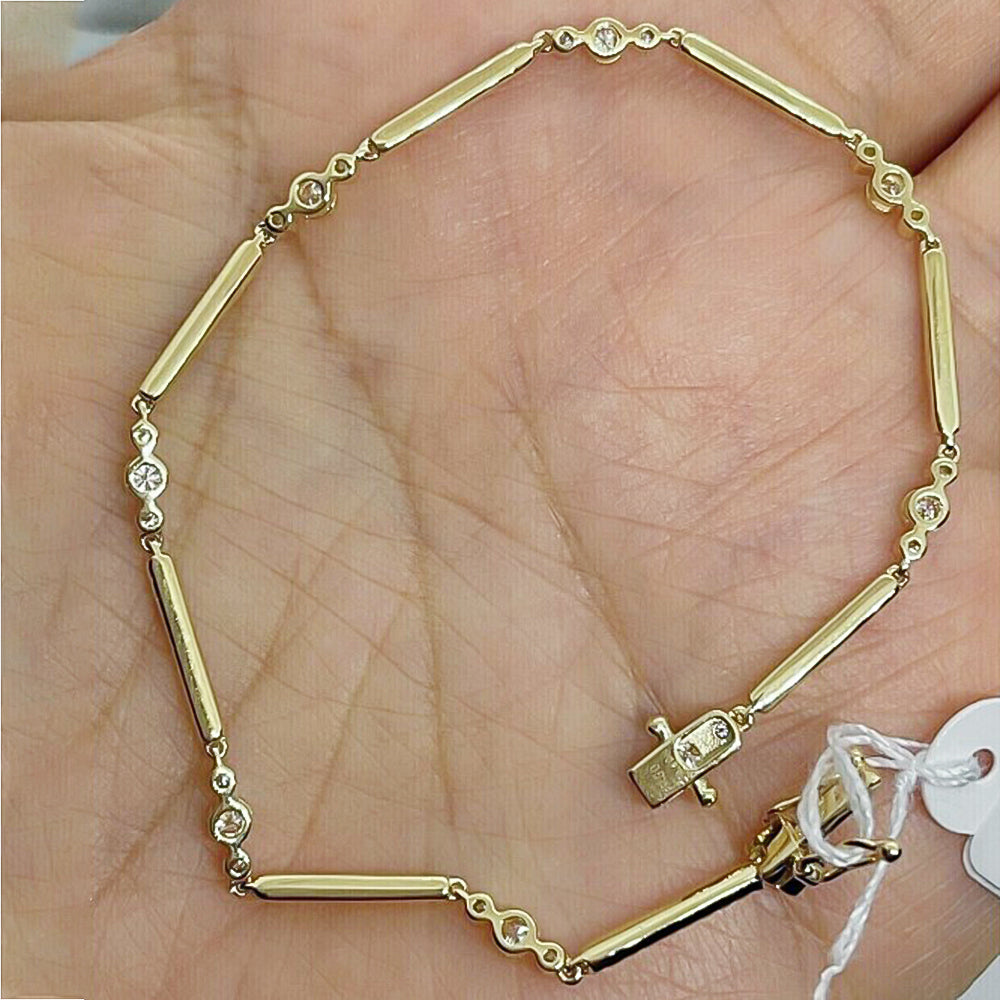 2Ct Round Cut Natural Diamond GH/SI Tennis Women's Bracelet 14k Yellow Gold