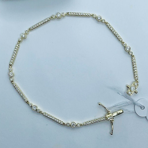 2Ct Round Cut Natural Diamond GH/SI Tennis Women's Bracelet 14k Yellow Gold