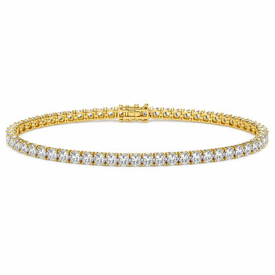 GH/VS Certified 6Ct Round Cut Sparkling Natural Diamond 14k Gold Tennis Bracelet