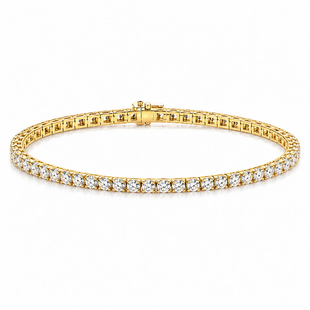 3.50Ct Certified Natural GH/VS Diamond Tennis Bracelet 14k Gold Birthday Gift
