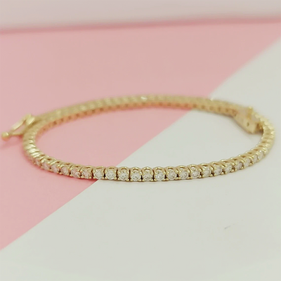 Women's Tennis Bracelet 14k Yellow Gold 4.20Ct Round Natural GH/VS Diamond