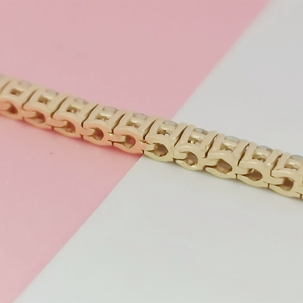 Women's Tennis Bracelet 14k Yellow Gold 4.20Ct Round Natural GH/VS Diamond - Image 3 - GEMHUB & CO.