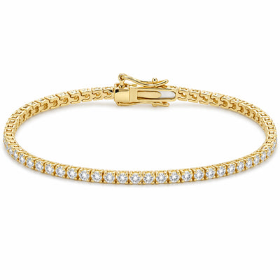 Women's Tennis Bracelet 14k Yellow Gold 4.20Ct Round Natural GH/VS Diamond