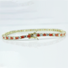 14k Gold Natural Orange Sapphire & Diamond Tennis Bracelet For Wedding Gift - GEMHUB & CO.