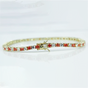 14k Gold Natural Orange Sapphire & Diamond Tennis Bracelet For Wedding Gift