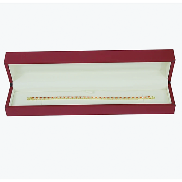 14k Gold Natural Orange Sapphire & Diamond Tennis Bracelet For Wedding Gift - Image 3 - GEMHUB & CO.