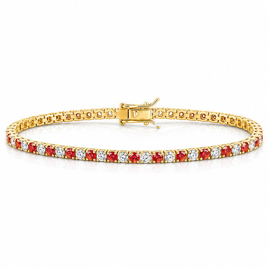 14k Gold Natural Orange Sapphire & Diamond Tennis Bracelet For Wedding Gift