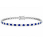 Women's 6Ct Round Cut Natural Sapphire & Diamond Tennis Bracelet 14k White Gold