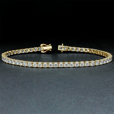 18k Yellow Gold 5.50Ct Round Certified Lab Grown/CVD Diamond Tennis Bracelet